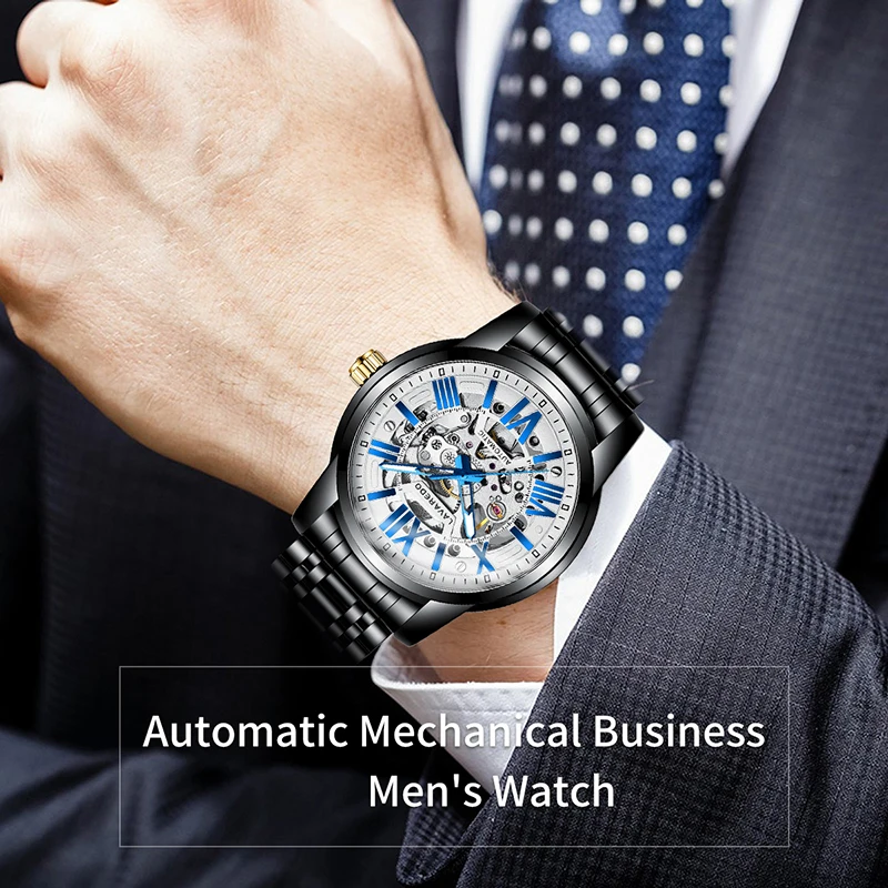 Роскошные автоматические механические часы Lavaredo для мужчин скелетоны деловые