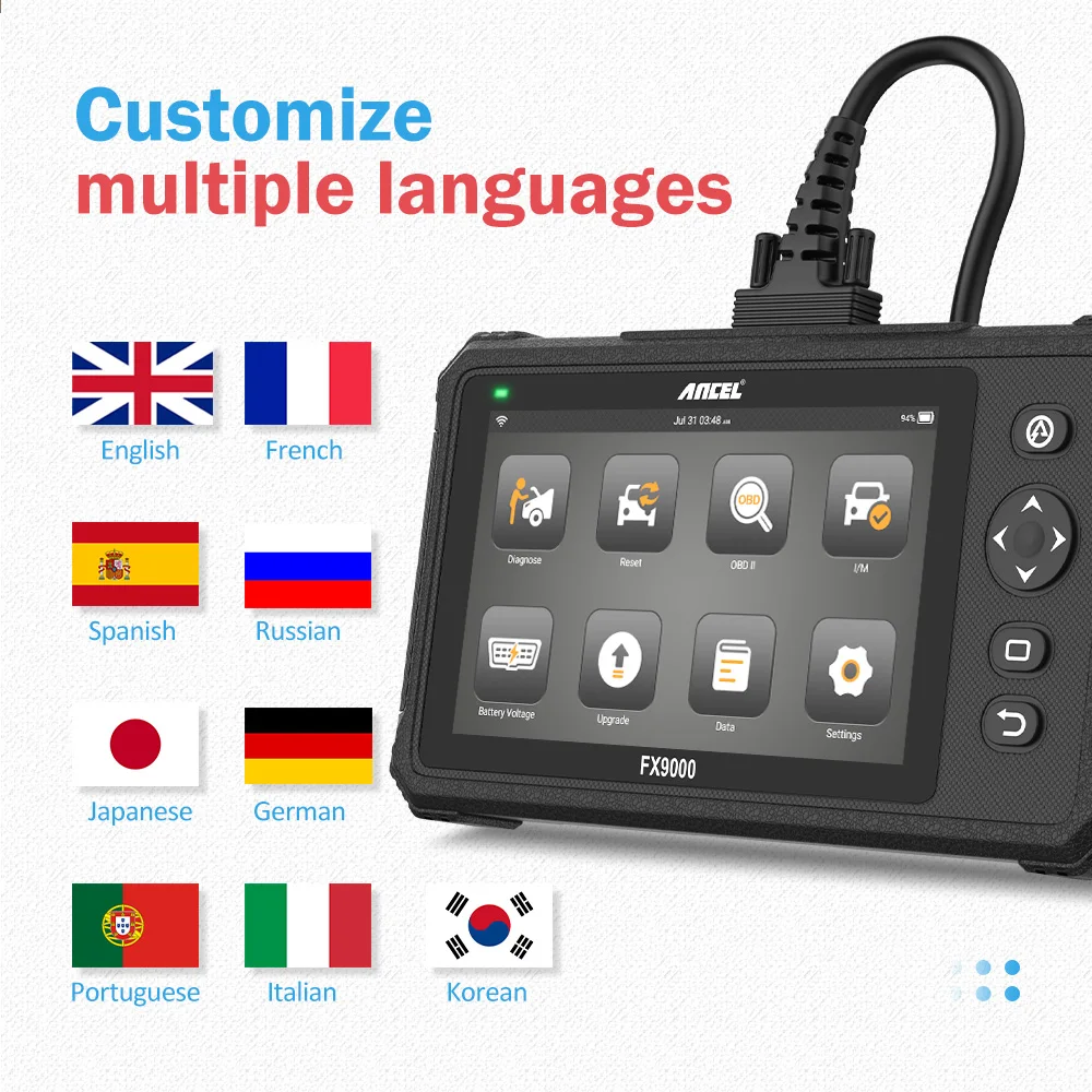 Профессиональный OBD2 сканер ANCEL FX9000 SRS SAS DPF EPB Автомобильный для сброса масла