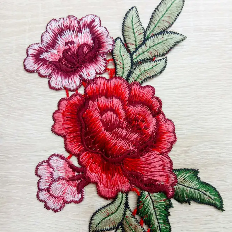 

1 Pair rose Flower Terylene Patch Embroidery Fabric Applique T-shirt Blouse Qipao Dress Clothing Decoration Accessories 30*12cm