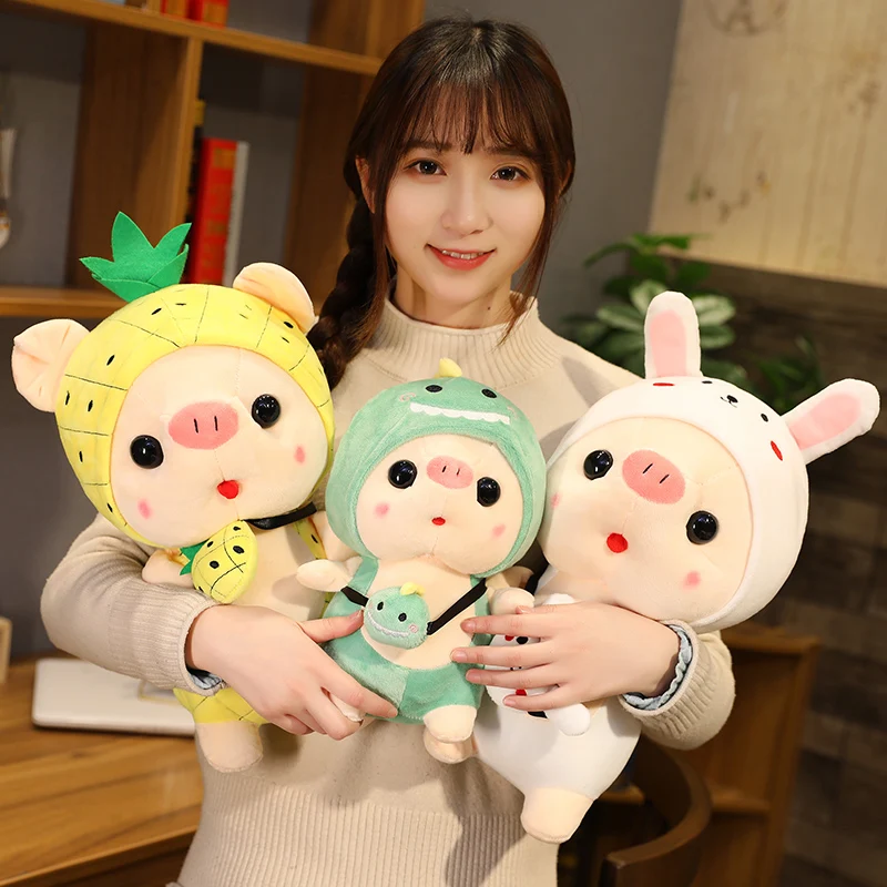 Милая игрушка-свинья превращающаяся в динозавра единорог кролик фрукты