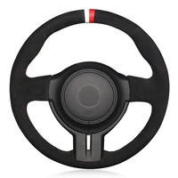 car steering wheel cover hand stitched black genuine leather suede for toyota 86gt86 subaru brz scion fr s frs