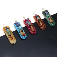 fine natural stone 7 chakras pendants reiki heal pendulum crystal for jewelry making diy women necklace accessories
