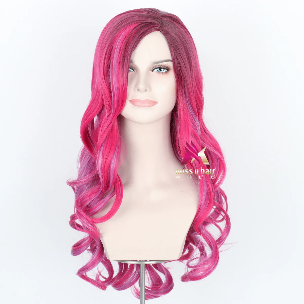 

2021 New Daily Dress Up Descendant Audrey Long Curly Hair Gradient Color Style Halloween Cosplay Hot Sale Wig Set