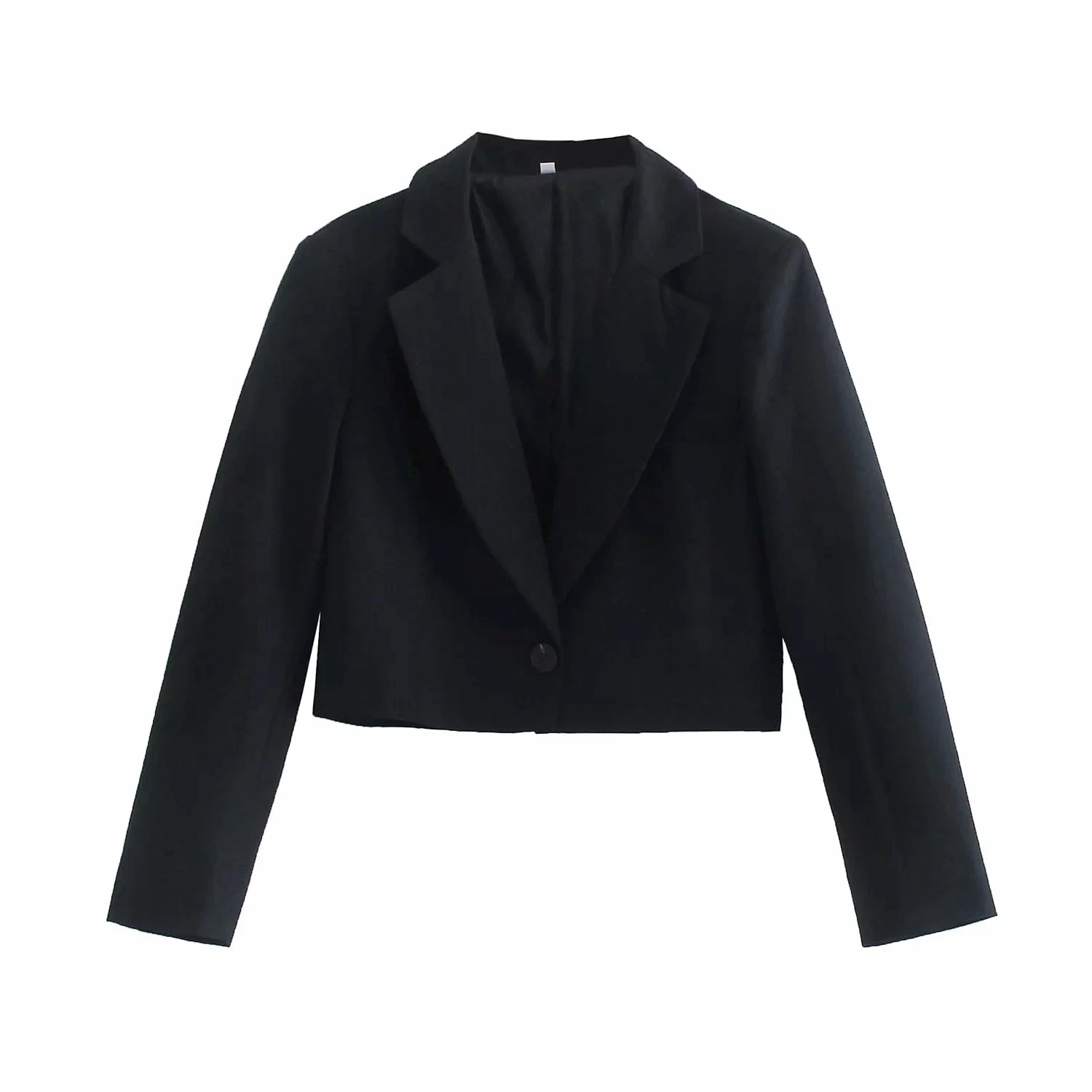 

Za Women New Long sleeve Chic Slim Blazer Fashion Notched Collar Office Wear Short Suit jacket Casual One button Crop Suits Coat