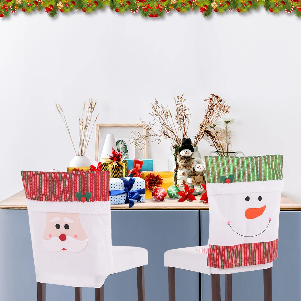 2 шт./компл. рождественские чехлы на спинку стула Снеговик Санта Рождество ужин