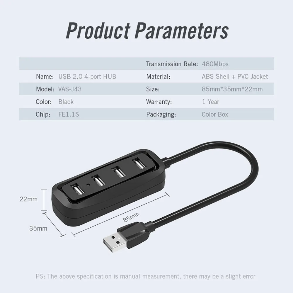 

USB HUB 2.0 4 Port USB Extender Connector with LED USB Adapter Notebook Computer U Disk Interface Multifunctional HUB Splitter