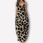 Женское летнее платье без рукавов, с леопардовым принтом, V-образным вырезом и карманами, винтажное пляжное стильное сарафан, 40 #, размера плюс