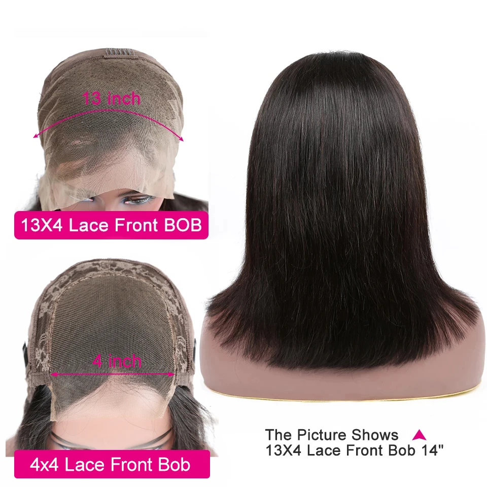 Yyong Blunt Cut Bob Wig - Short Lace Front Human Hair Wigs - Remy Brazilian Straight Bob Wigs with Baby Hair - 13x4 + 4x4 Closure Bobg image 3