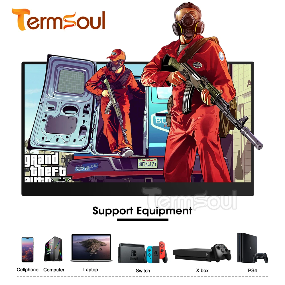 Портативный монитор 15 6 дюймовый Дисплей HDMI Type C USB IPS для ноутбука XBox Switch мобильный