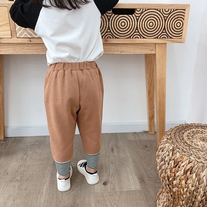 Autumn boys girls Spliced striped sports pants kids cotton soft 5 colors casual all-match trousers 2-7Y