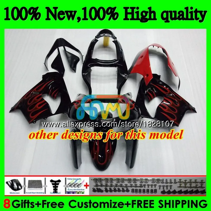 OEM комплект для KAWASAKI ZX900 ZX9 R ZX 9R 900CC 9 900 29BS.22 ZX-9R ZX9R 98 99 00 01 1998 1999 зеленый и пламя 2000 2001