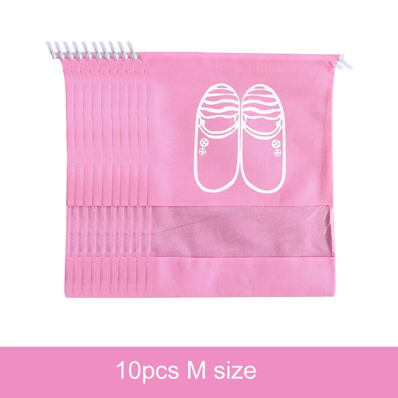 M-Pink Органайзер для шкафа, Нетканая сумка для хранения обуви, переносная сумка для путешествий, водонепроницаемая сумка с карманом для одежды, сумка для хранения 10 шт - Цвет: M-Pink