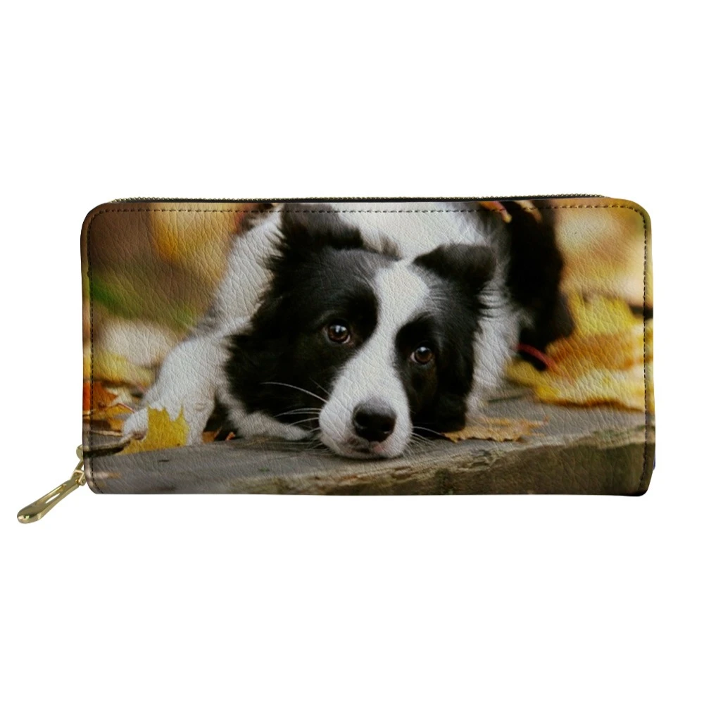 WHEREISART 3D Border Collie женский клатч с животным принтом Длинный кошелек индивидуальный