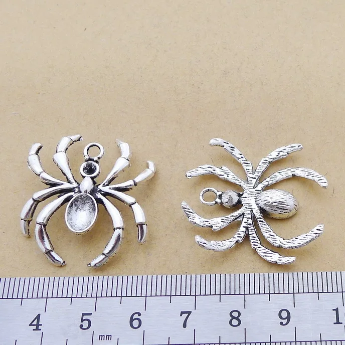 

Supplies For Jewelry Making 4pcs 28*31mm Antique Silver Color Spider Charms