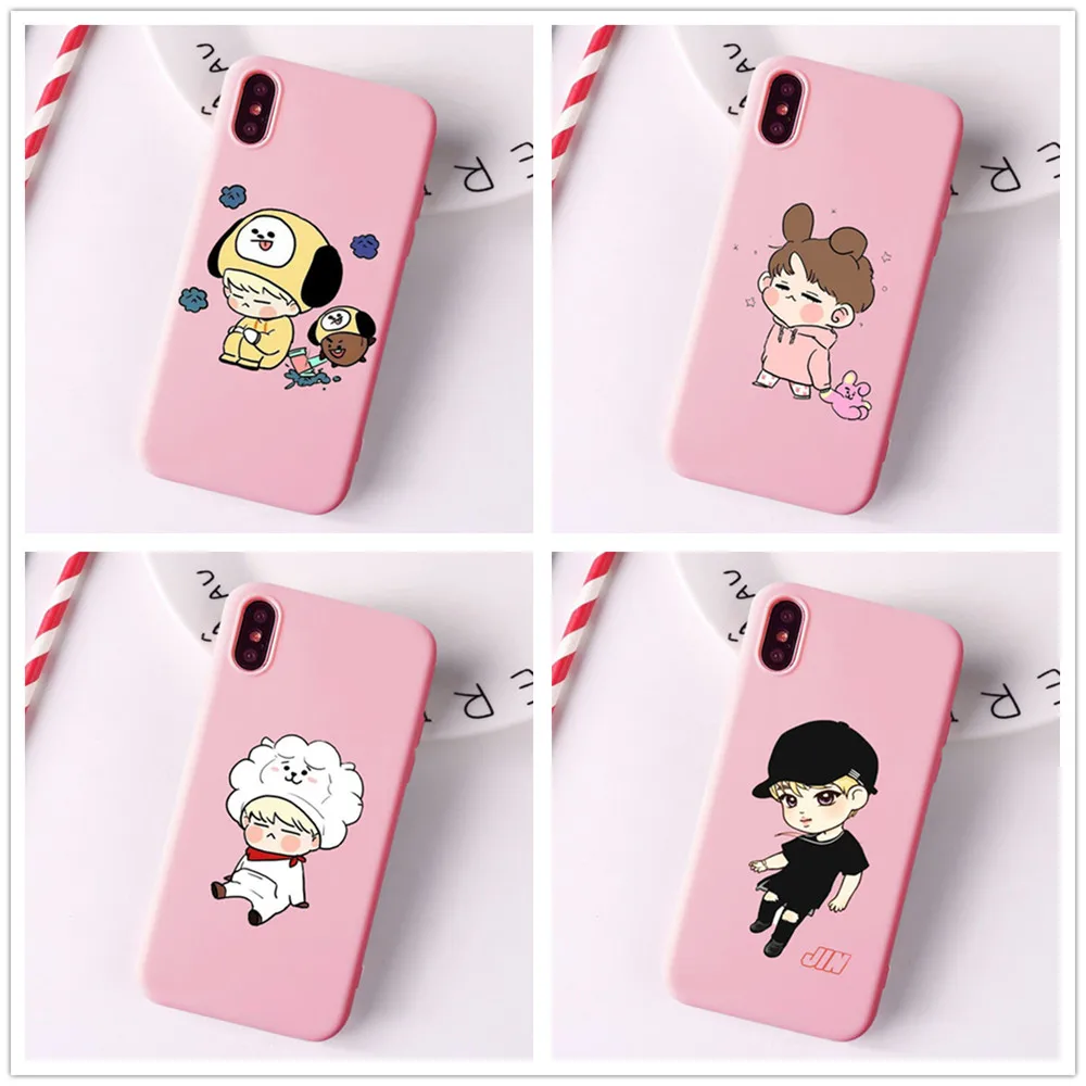 Модный розовый чехол Monsta X KPOP для мальчиков Мягкий силиконовый из ТПУ iPhone 6S 7 8PLUS XR