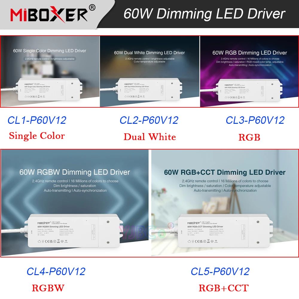 

Miboxer 60W Dimming LED Spot Light Driver 2.4G Single color/Dual White/RGB/RGBW/RGB+CCT Lamp Controller 12V Lights Power Supply