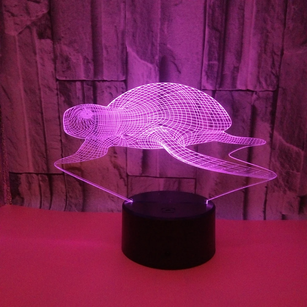 Ночсветильник в виде морской черепахи с дистанционным управлением 7 цветов 3D