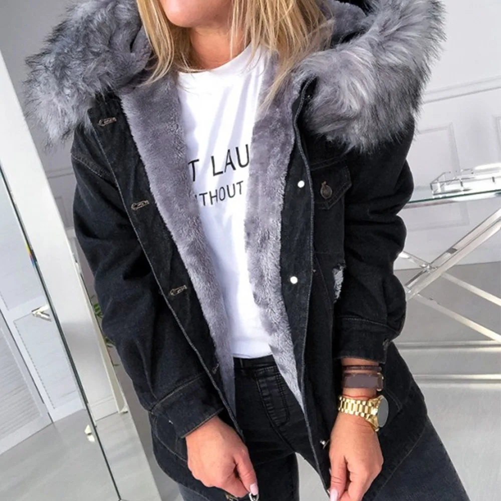 

Cotton Padded Jacket 2021 Denim Jacket Hooded Jacket For Fall And Winter Wear Fashion Simple Casual Style Overcoat