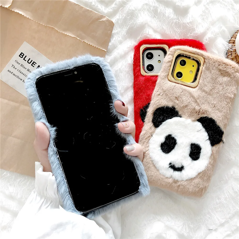 Милый мультяшный чехол с пандой для iPhone 11 Pro XR X XS Max мягкий из ТПУ теплый зимний