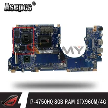 G501JW 8GB RAM GTX960M/4G I7-4750HQ CPU Motherboard For Asus ROG N501JW UX501J G501J UX50JW FX60J Laptop Mainboard Tested OK