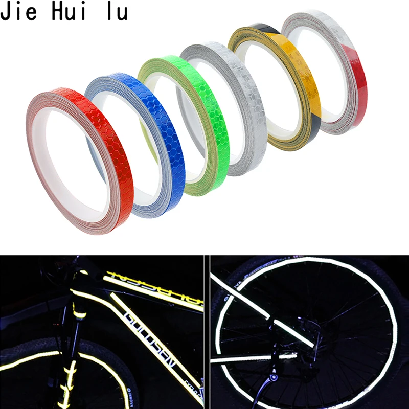 1cm*8m Reflective Stickers Motorcycle Bicycle Reflector Bike Cycling Security Wheel Rim Decal Tape Fluorescent Waterproof