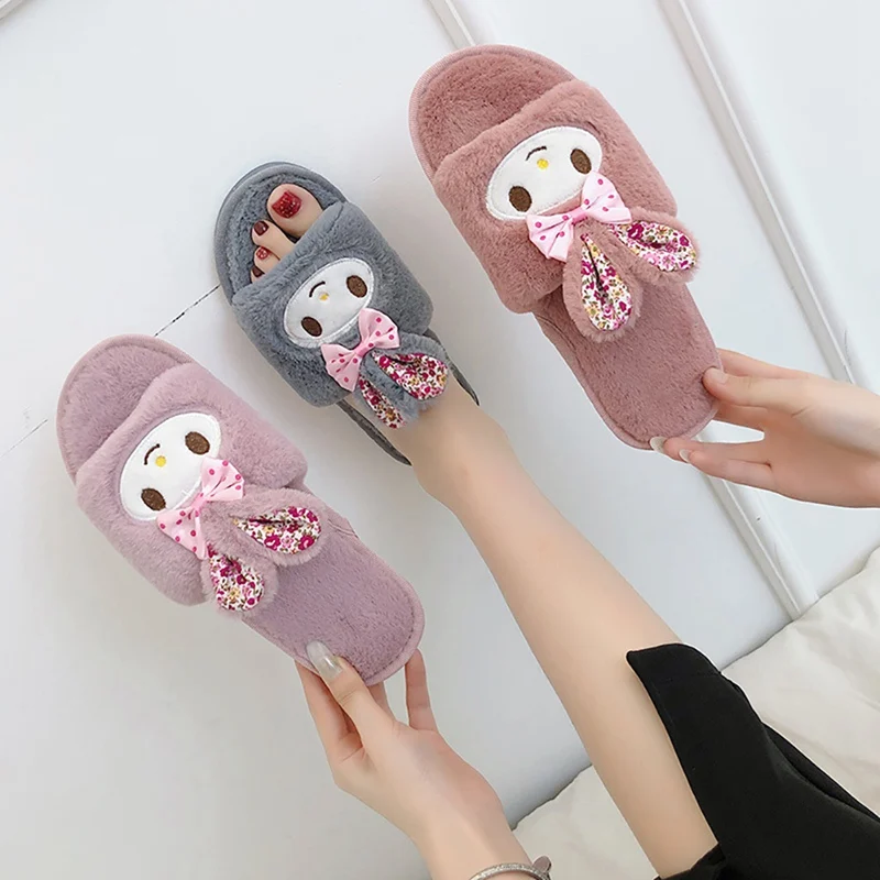 Женские осенние модные милые туфли плюшевые Нескользящие домашние теплые