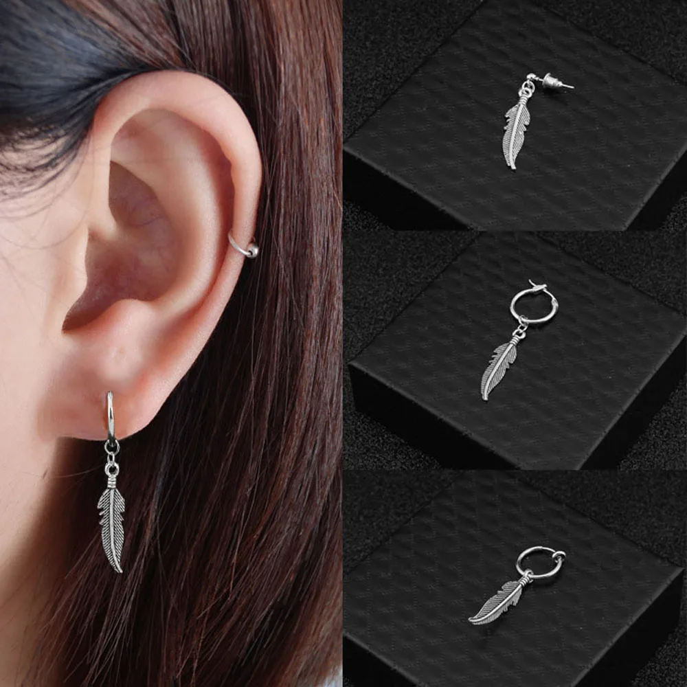 Женские и мужские ушные серьги KPOP DNA корейские треугольные гвоздики в форме листа