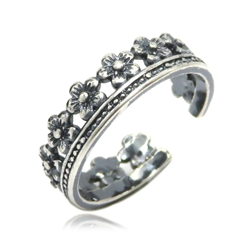 

Boho Vintage 925 Sterling Silver Crown Rings for Women Lover Finger Ring Valentines Day Gifts