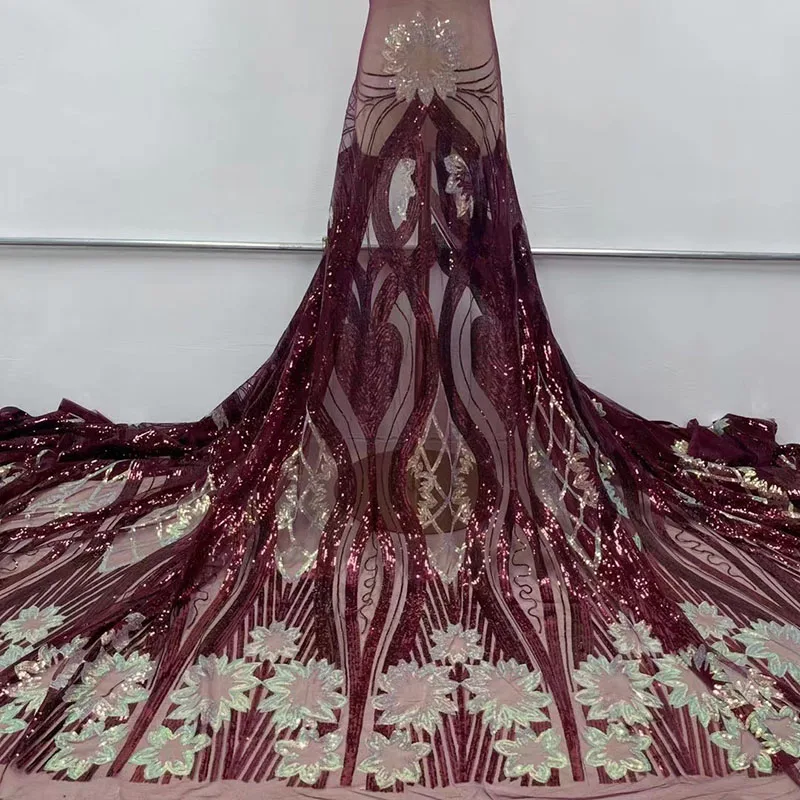 

Нигерийские кружева с блестками ткань, французская сетка, тюль, кружевная ткань, модная вышивка, африканская сетка, Кружевная Ткань 5 ярдов, ...