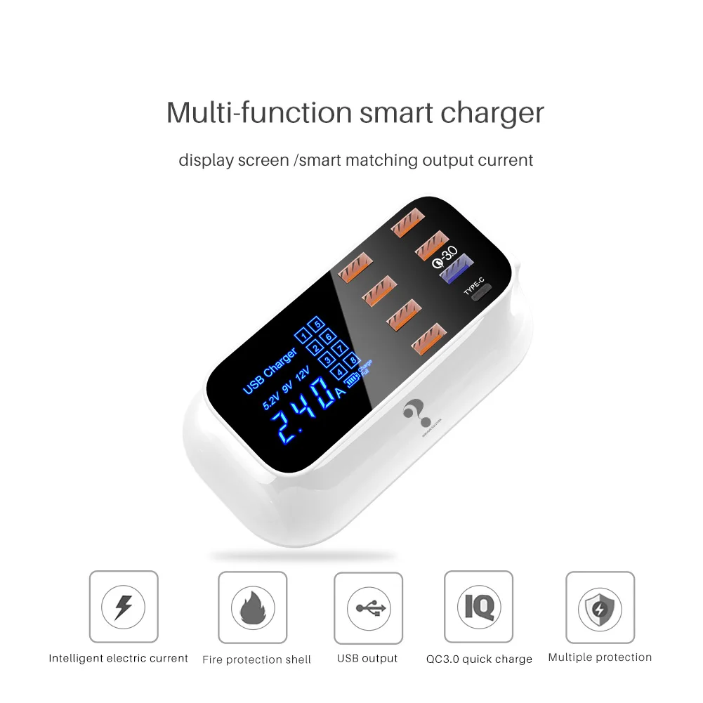 Офисное быстрое многопортовое Зарядное устройство USB для телефона дома lcd type-c