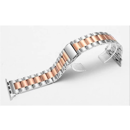 silver-rose gold Ремешок из нержавеющей стали для apple watch ремешок 44 мм 40 мм apple watch, ремешок 42 мм, 38 мм, версия наручных часов Iwatch серии 5/4/3/2/1 металлический браслет wristbelt - Цвет ремешка: silver-rose gold