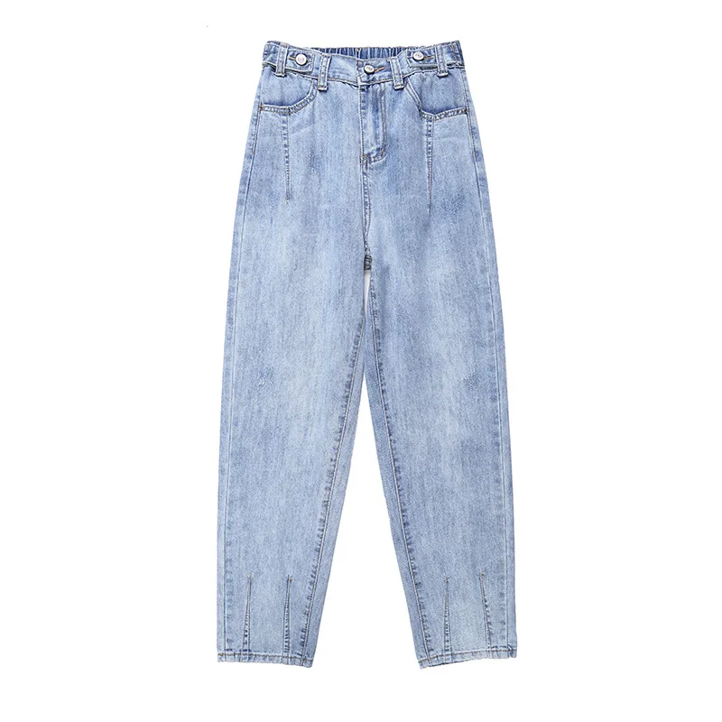 

Women Light Blue Jeans High Waist Pants Women Loose Summer Thin Ankle-Length Pants Pencil Womens Jeans