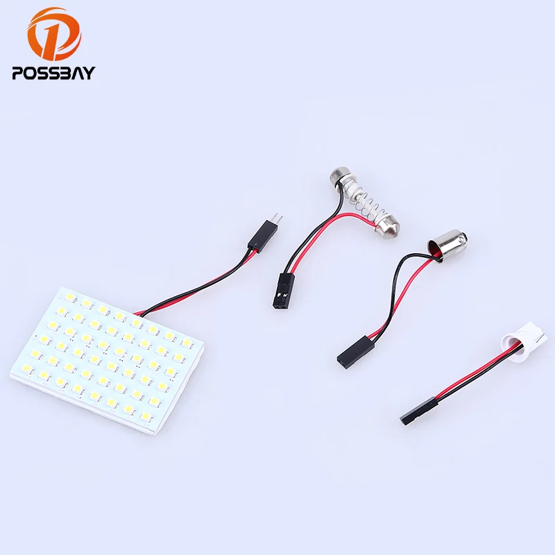 

Posbay светодиодный панельный 12SMD 24SMD 36SMD 48SMD белый автомобиль чтения карты лампы T10 BA9S авто Интерьер Купол крыши огни с адаптерами