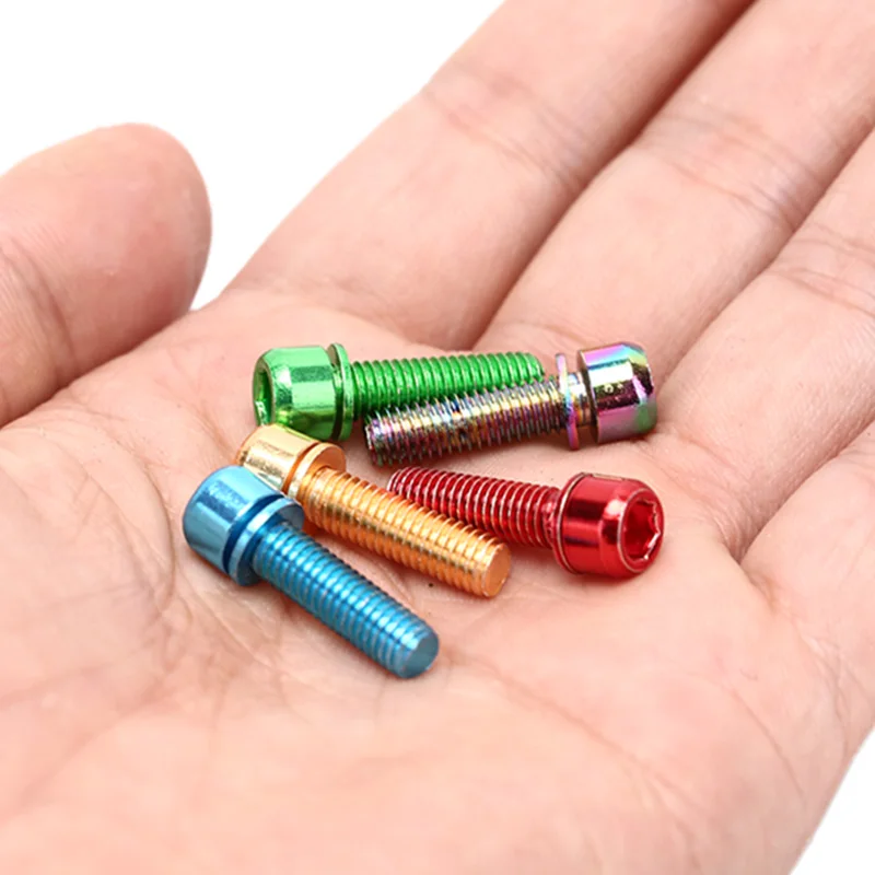 

6pcs Stainless Steel Screws Bolts With Washer M5*18mm For Bike Bicycle Stems & Handlebar Rainbow Golden Color