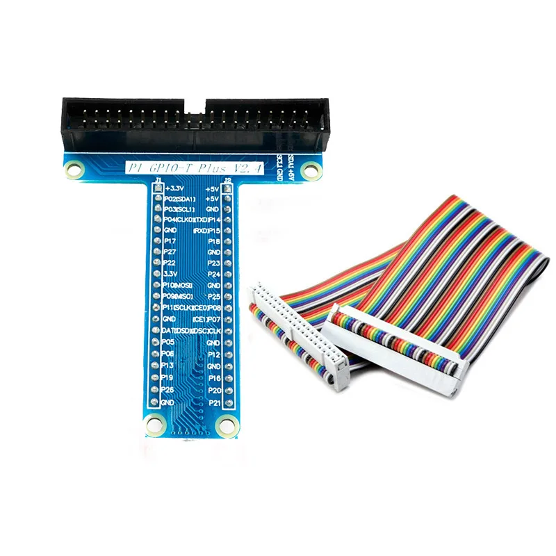 GPIO T Type Expansion Module Board Adapter with 40 Pin GPIO Female to Female Rainbow Cable For Raspberry Pi 4 / 3 Model B+