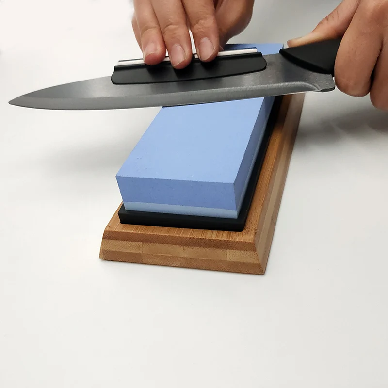 

Double-sided whetstone 2000/5000 grit With bamboo base and angle guide set sharpening stone blade sharpener knife sharpener