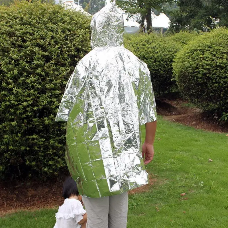 Аварийное майларовое термальное пончо компактный водонепроницаемый дождевик