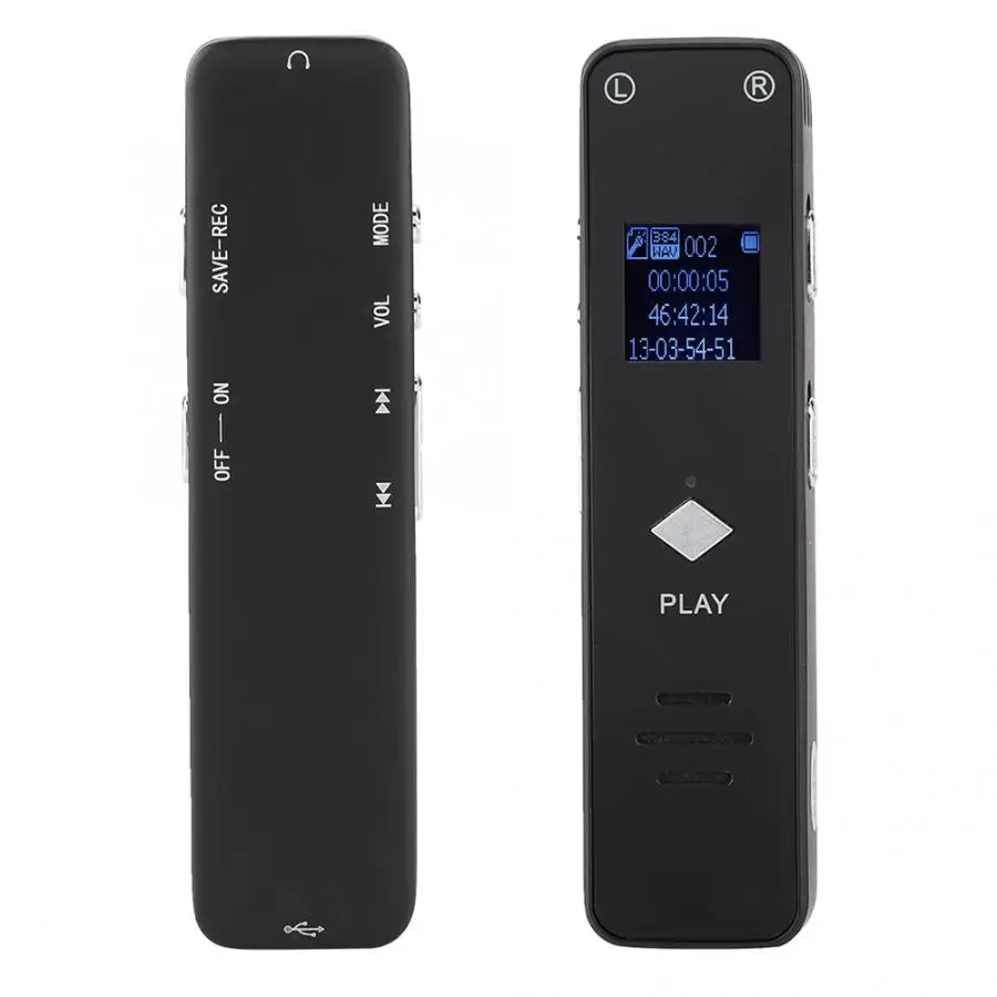 

Профессиональный USB цифровой HD-диктофон с защитой от шума, портативный мини-диктофон, диктофон, черный цифровой диктофон