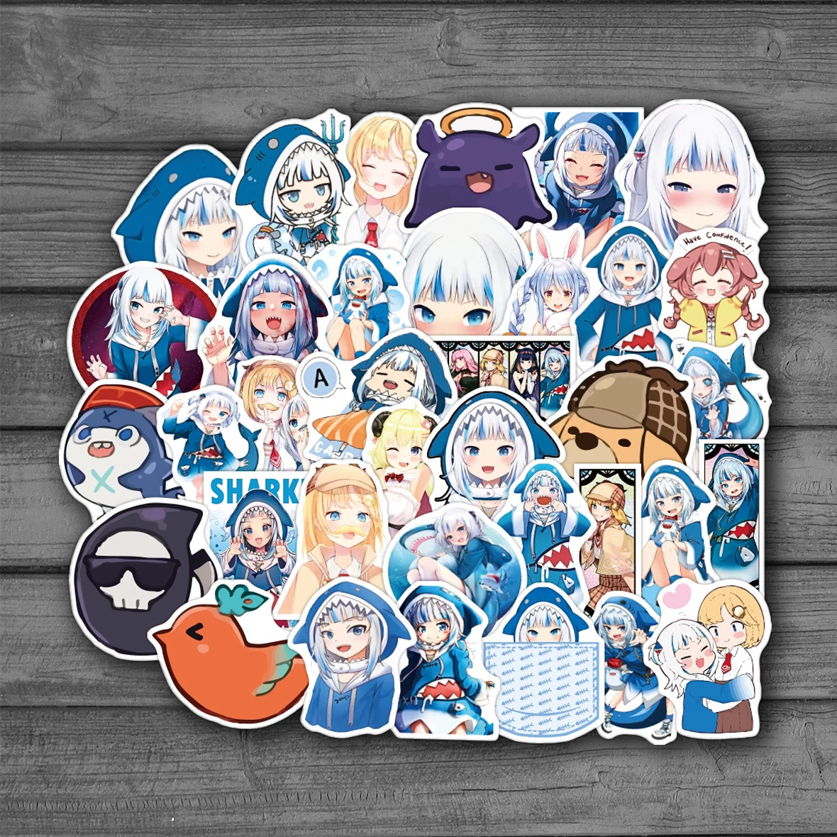 

10/50pcs Kawaii Anime Girl Gawr Gura Stickers Cartoon Cute Shark Waterproof Decals Skateboard Sticker For Laptop Suitcase Guitar
