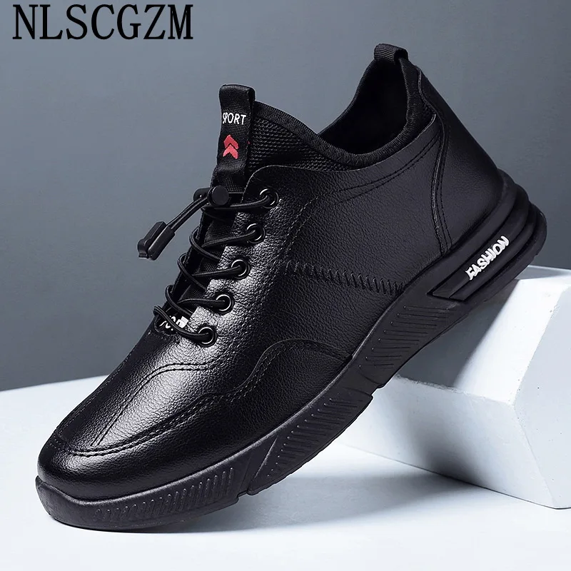 

Black Leather Casual Shoes Luxury Designer Sneakers Running Shoes Men Fashion Sport Shoes for Man 2022 Zapatillas Hombre Sapato