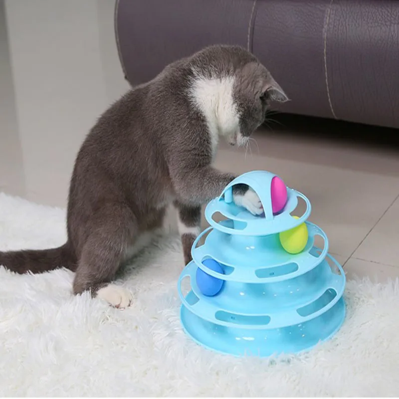 

Cute Turntable Ball Interactive Pets Toys Three Layers Pet Kitten Supplies