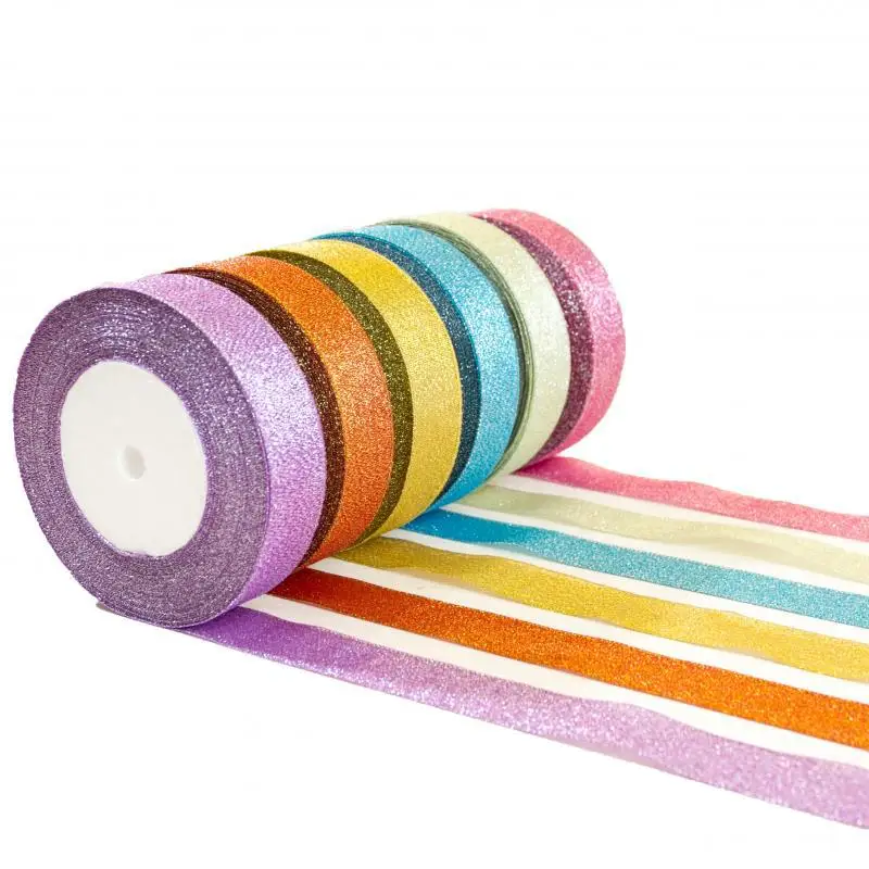 25 ярдов/рулон серебристые блестящие ленты 2 см | Дом и сад