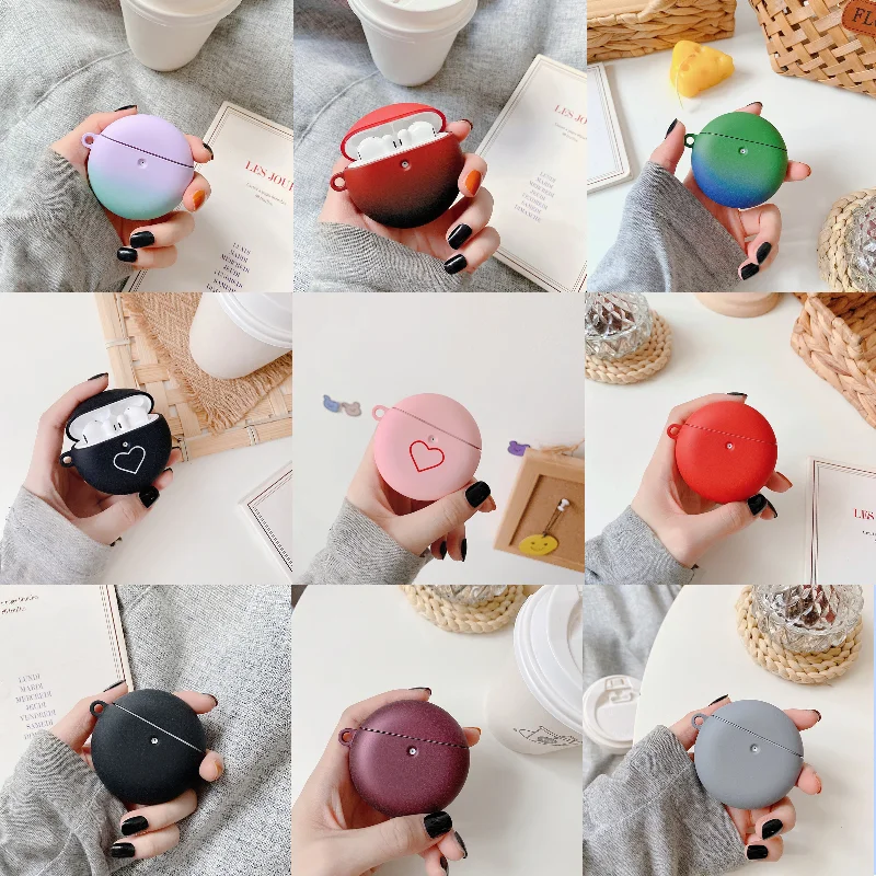 

Matte Gradient Contrast Color For Huawei Freebuds 4 SCandy colors Love Cases Hard PC Bluetooth Headset Box Protector Cover