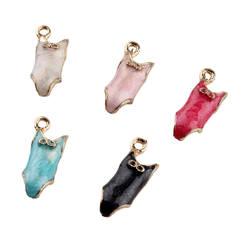 

10*23MM 40Pcs Glazing Color Alloy Dress Style Earring Necklace Pendant Jewelry Charms Making Findings Fittings Accessories