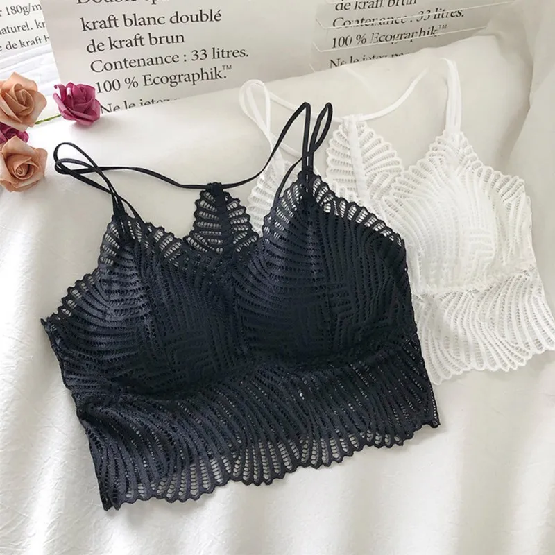 

Women's Tube Tops Sexy Lace Hollow Out Camisole Stitching Tanks Top Bottoming Thin Cross Back Comfortable Underwear Lingerie