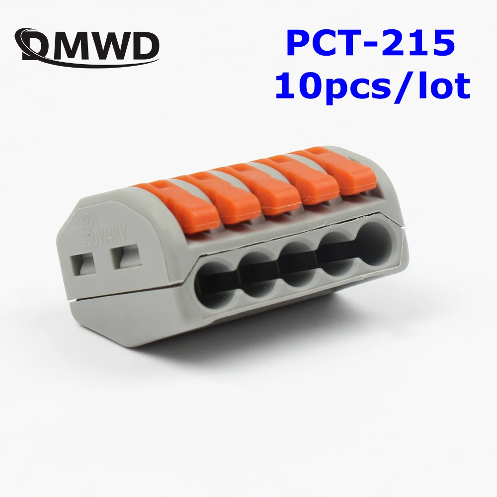 

10Pcs PCT-215 Universal compact wire wiring 5 Pin connector conductor terminal block with lever wire connectors