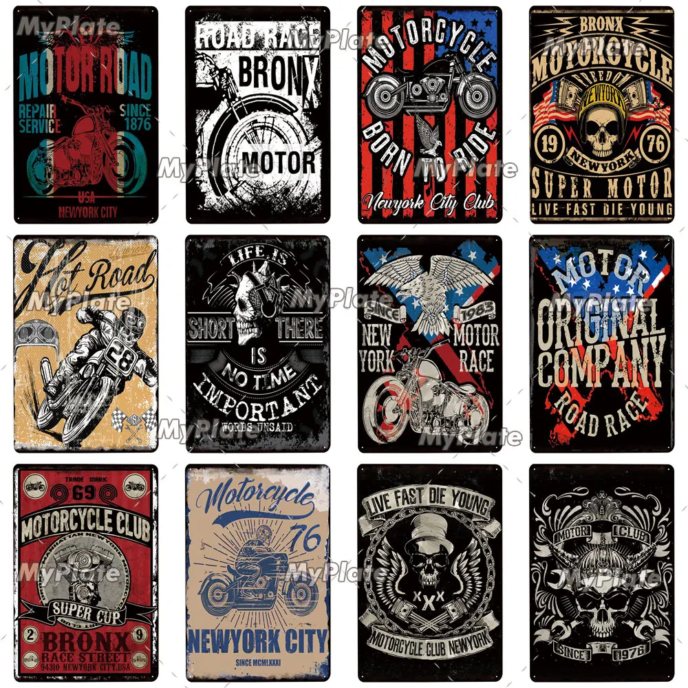 Мотоцикл металлический знак Винтаж Жестяная Табличка с надписью Настенный декор