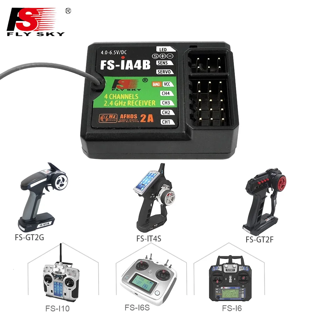 

FlySky FS IA4B 4.0-6.5V 4CH 2.4G AFHDS 2A GFSK Receiver Data Backhaul PPM Output IBus Port For FS GT2G It4S GT2F I10 I6S I6