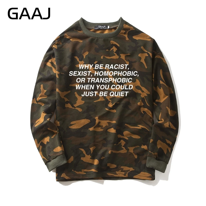 Камуфляжный Свитшот GAAJ с надписью why be 2019 мужская и женская повседневная