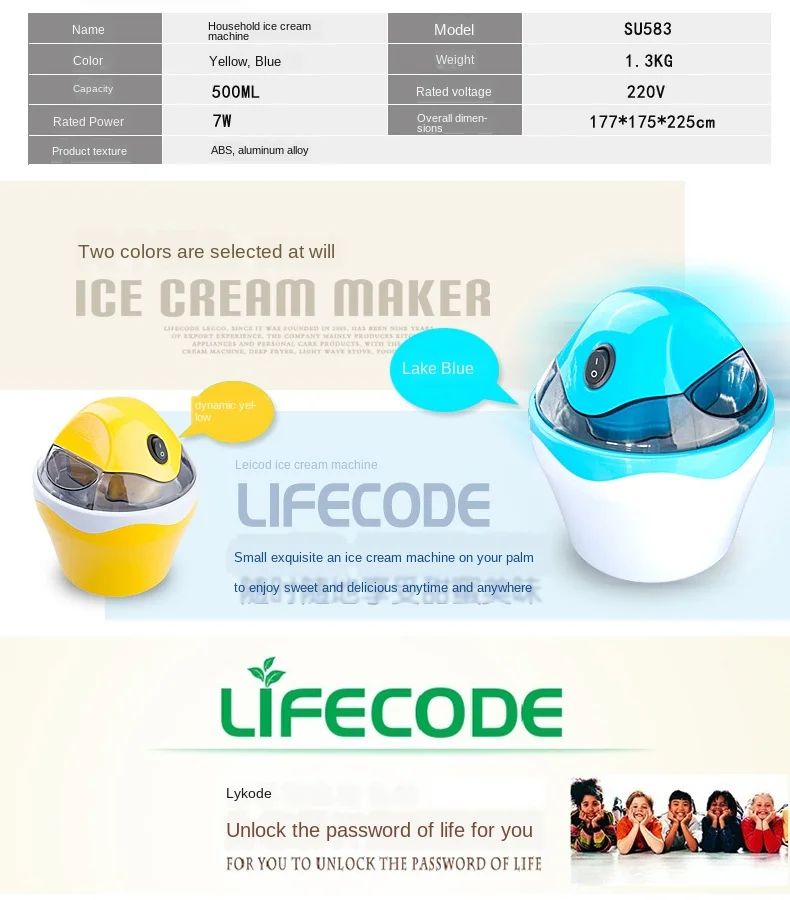 

600ML Intelligent Ice Cream Maker Full Automatic Electric Icecream Machine DIY Milkshake Fruit Dessert Freezer EU